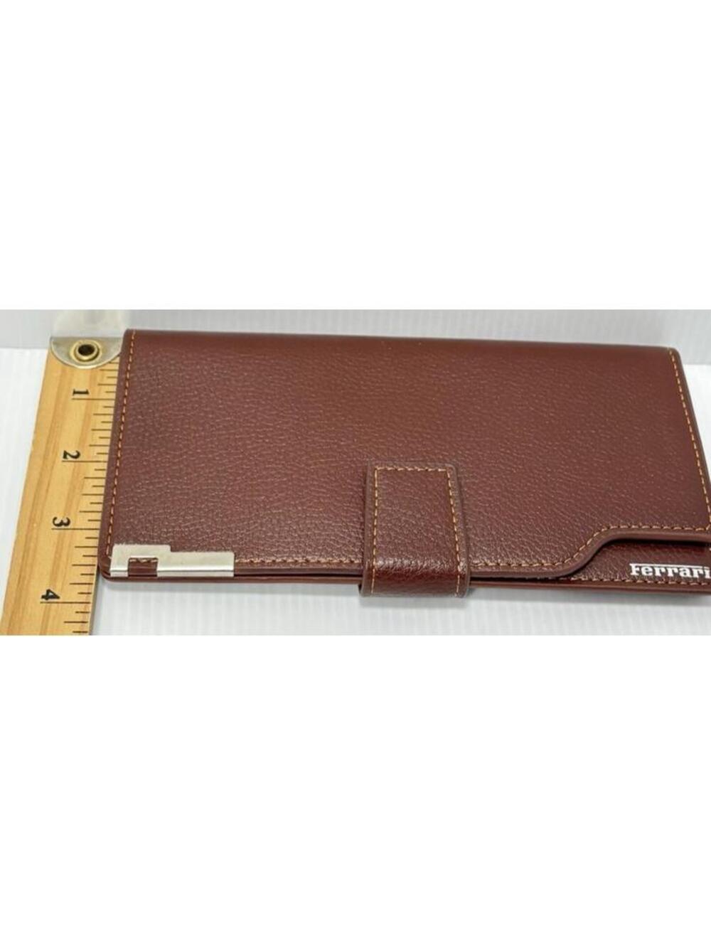 Ferrari Brown Long Wallet Trifold Credit Card Billfold Holder Cash Organizer NEW - Picture 8 of 10